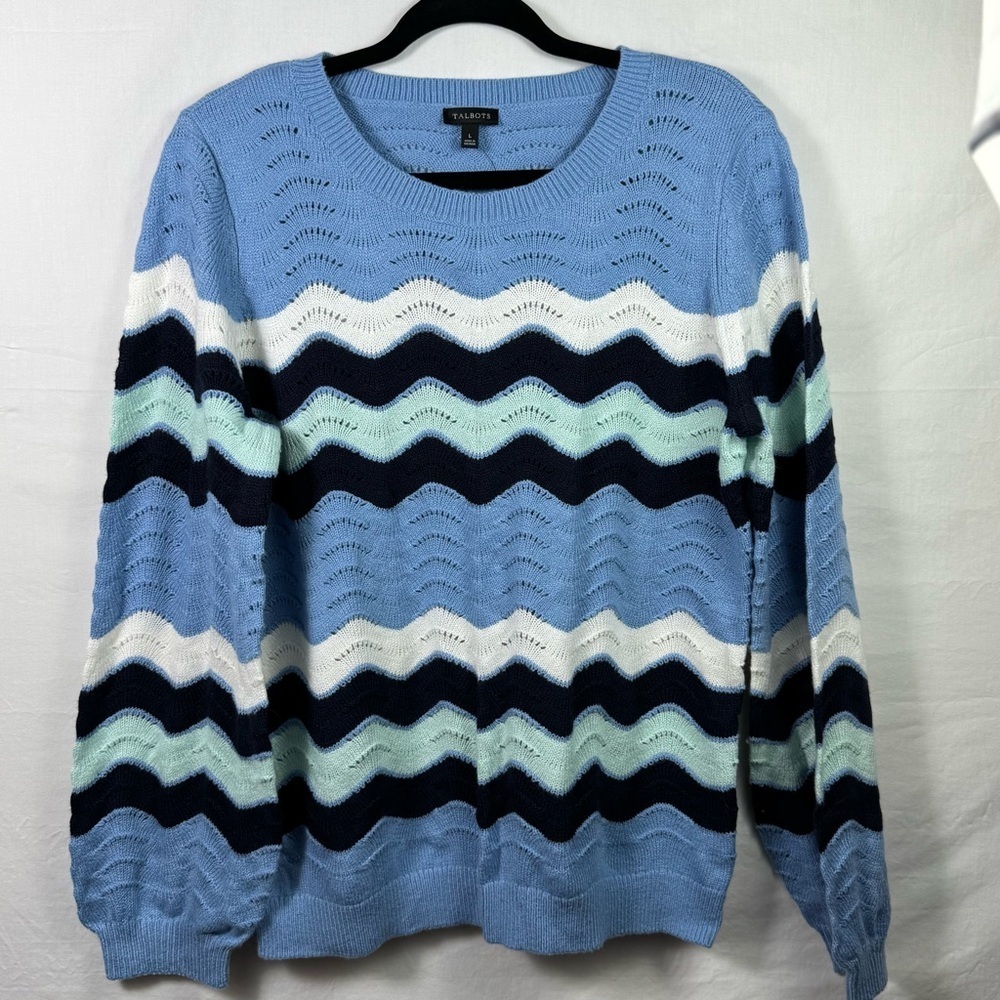 NWT Talbots Wave Sweater Blue Womens Size L